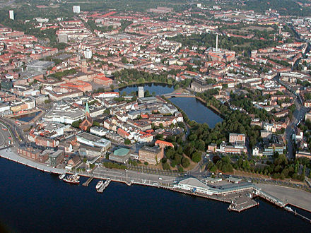 Blick auf das Stadtzentrum Kiels