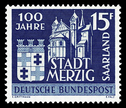 Merzig Briemarke 1957