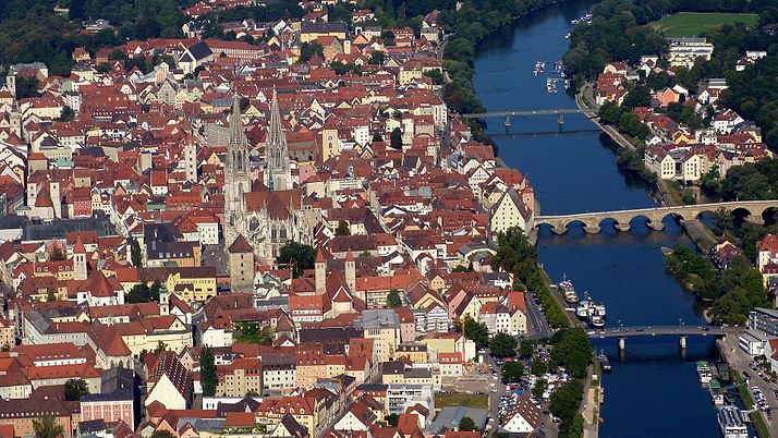 Regensburg aus der Flugzeugperspektive